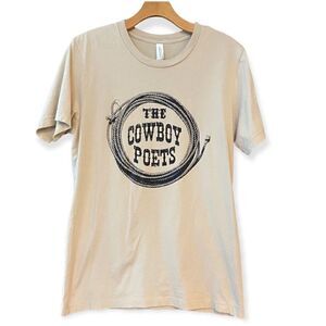 Canvas Sz M Tan Western Cotton The Cowboy Poets Lasso Short Sleeve T-Shirt